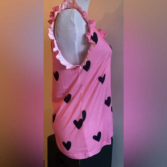Pink Ruffle Heart Print Top s - Picture 2 of 4